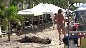 First time my wife meets her boss on the beach