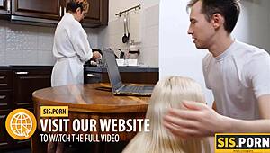 Stepbro Catches Russian Teen Brunette Masturbating, Replaces Her Hand With His Cock For Taboo Fucking