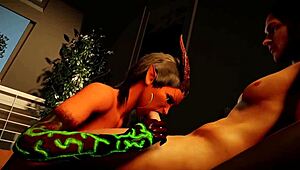 I watch the demon girl with toxic green eyes give a blowjob in pov