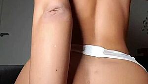 Briana fingers her ass and gets anal fucked with a big dildo.