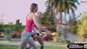 Hey, these beautiful lesbians are spreading their legs for some hot pussy play, fingering and licking each other 😍