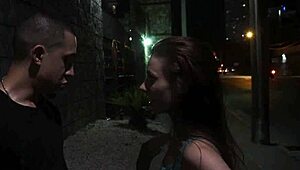 Stranded teen 18+ rides dick roughly while blowing it outdoors