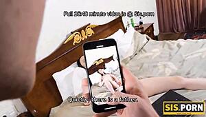 Stepbro Catches Russian Teen Brunette Masturbating, Replaces Her Hand With His Cock For Taboo Fucking