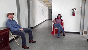 Milf Gags on Jizz in Doctor's Waiting Room After Rough Deepthroat