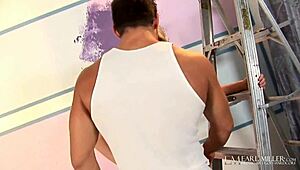 Riley Ray enjoys painting the house with a friend