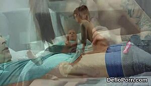 sensual teen reveals wet pussy for her first intimate ride