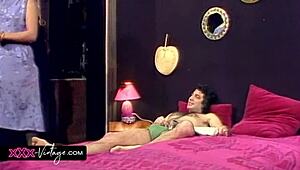 Sensual couple enjoys steamy spooning back at home.