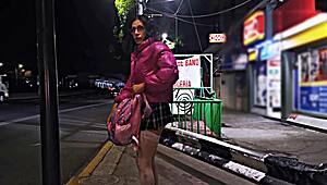 Public Whore Flashes Miniskirt in Outdoor Exhibitionist Stunt