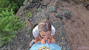 cum extraction in mountains, sucked off instructor while hiking