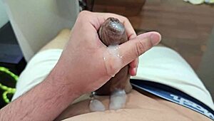 young neighbor guy strokes and finishes solo in homemade clip