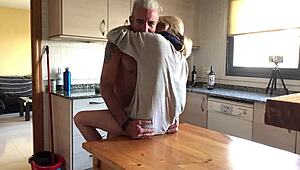 love in the kitchen turns into a steamy homemade couple session