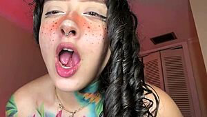 Demon turns angel after wild ass to mouth pounding in POV! 😜