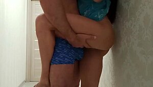 Booty best friend gets rough fucked by my husband in hallway 😈