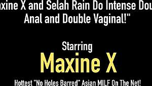 Maxine X and Selah Rain take on intense double anal and vaginal in wild orgy.