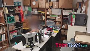 Hot Teen Thief Punished by Security Guard