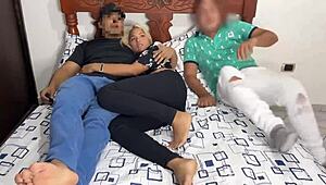 Watching movie turns into netorare with girlfriend and best friend riding cowgirl. Homemade amateur clip catches every athletic move