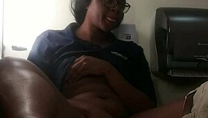 Is That Ebony Babe Masturbating on the Bathroom Counter?