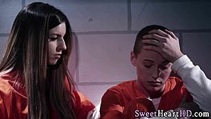 Big-Tits Inmate Licks Lez in Prison. Petite Babe in Lingerie Fingered and Eaten Out.