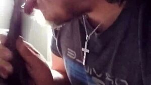 Gay blowjob with monster big black cock