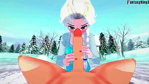 Elsa from frozen sucks and has sex in this fantasy scene