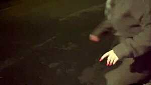 Street girl pushing items up her pussy while on the run