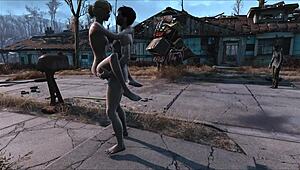 Detailed Exploration of Fallout 4 Sanctuary in the Nighttime Setting with 3D Porn Elements