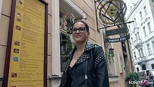 German scout tricks fitness teen Barbara in glasses to fuck at fake model job pickup