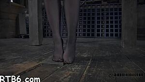 Tight pussy in latex bondage