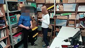 Redhead teen 18+ caught shoplifting by mall cop