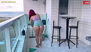 hired a naughty maid with tiny shorts, her ass drives me wild