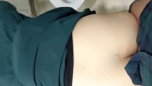 College Couple's Toilet Sex With Blowjob And Standing Cumshot.