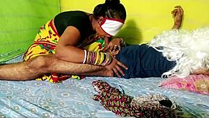 newly married bahu catches sasur masturbating then gets fucked in desi hindi