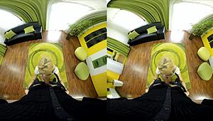 Blonde Karol Lilien masturbates bent over in shower