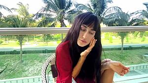 a sexy brunette with long hair reveals makeup secrets for a flawless face