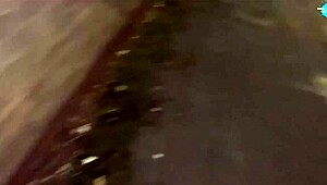 Street girl pushing items up her pussy while on the run