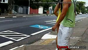 Brazilian pornstar gets blowjob in public at Pacaembu park