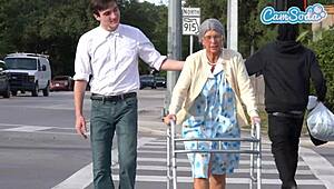 horny grandma squirts hard after wild public sex with a helpful stranger!