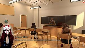 Steps Of Debauchery 10: Brunette In College Skirt With No Panties Under The Desk In Public Brothel