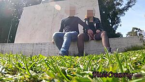 yo, check this slutty teacher squirting hard in public park