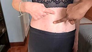 Desi slut teases with petite outie navel in kinky play