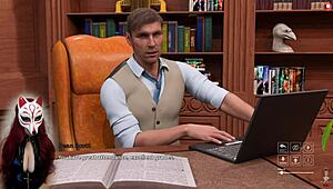 Steps Of Debauchery 10: Brunette In College Skirt With No Panties Under The Desk In Public Brothel