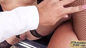 desperate teen christen courtney fucks for ride in public pov