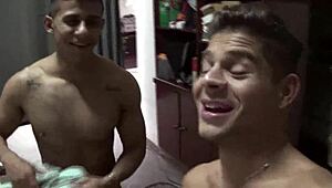 Bastidores - Rodrigo, Bruno, and Lucas Angel in Hot Backroom Gay Action