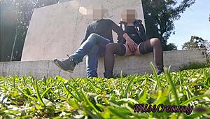 yo, check this slutty teacher squirting hard in public park