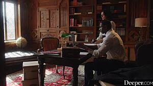 Naughty secretary Valentina rides her boss's big black cock in the office