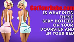 lesbian brunettes explore shaved pussies with wild toy play