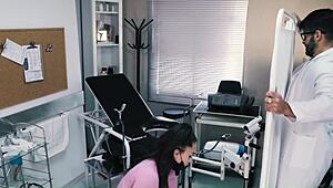 Perverted gynecologist slides his big cock into my wet pussy for therapy.