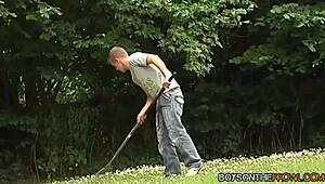 Muscle Dan Jenkins Gets His Ass Drilled By Nasty Twinks In Outdoor Foursome