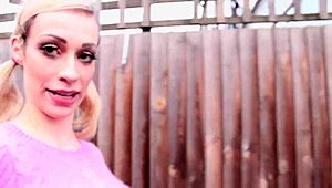 british girl flashing in jeans outdoors