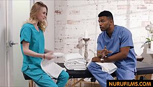 New Masseuse Takes on Big Black Cock in Erotic Session